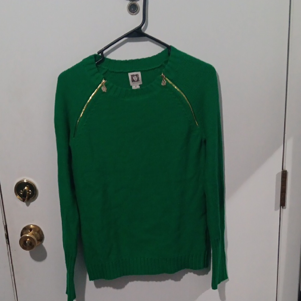 Anne Klein Green Sweater with Gold Details